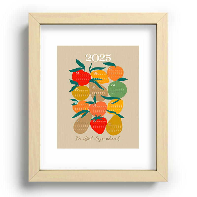 2025 RETRO FRUIT MARKET CALENDAR Framed Art Print