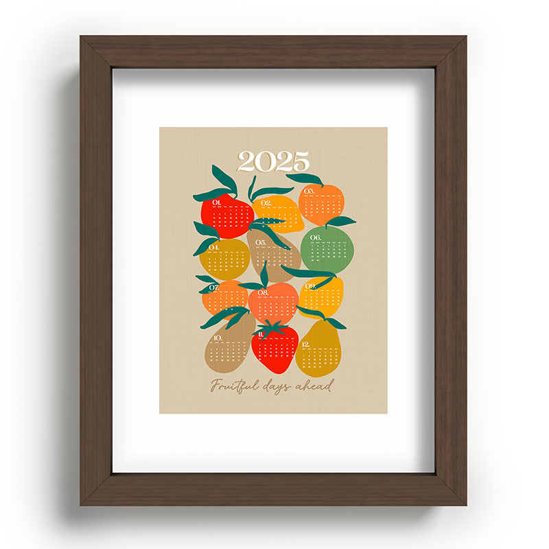 2025 RETRO FRUIT MARKET CALENDAR Framed Art Print