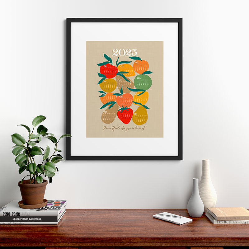 2025 RETRO FRUIT MARKET CALENDAR Framed Art Print