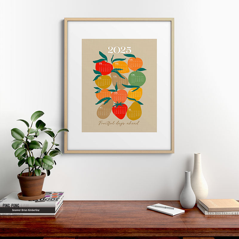 2025 RETRO FRUIT MARKET CALENDAR Framed Art Print