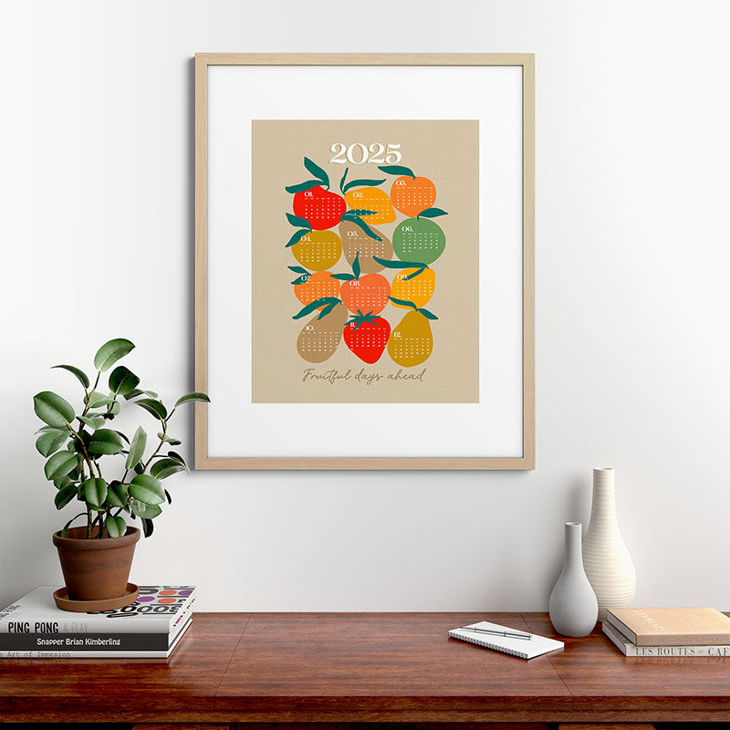 2025 RETRO FRUIT MARKET CALENDAR Framed Art Print