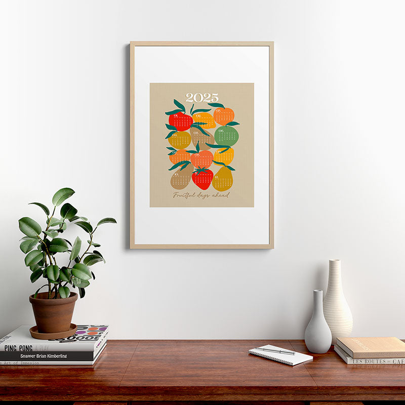 2025 RETRO FRUIT MARKET CALENDAR Framed Art Print