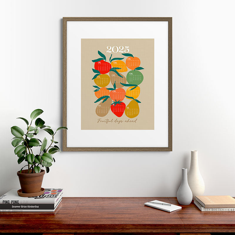2025 RETRO FRUIT MARKET CALENDAR Framed Art Print