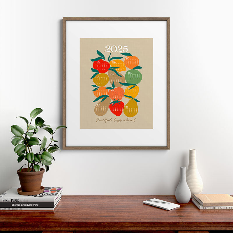 2025 RETRO FRUIT MARKET CALENDAR Framed Art Print