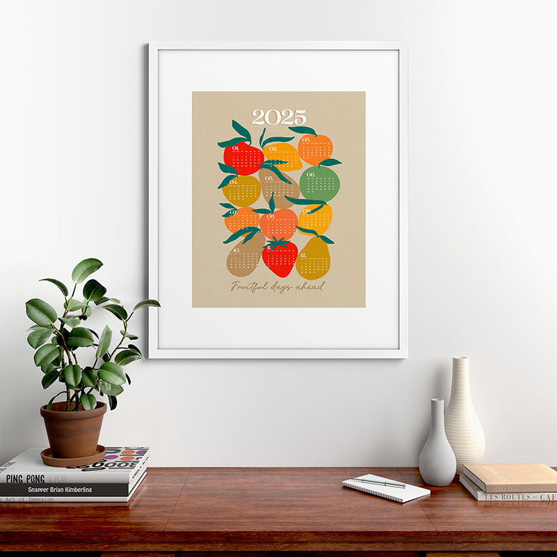 2025 RETRO FRUIT MARKET CALENDAR Framed Art Print