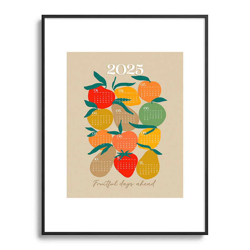 2025 RETRO FRUIT MARKET CALENDAR Framed Art Print