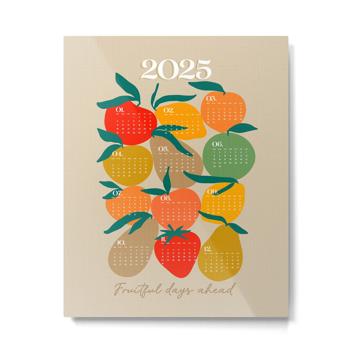 2025 RETRO FRUIT MARKET CALENDAR Metal Print