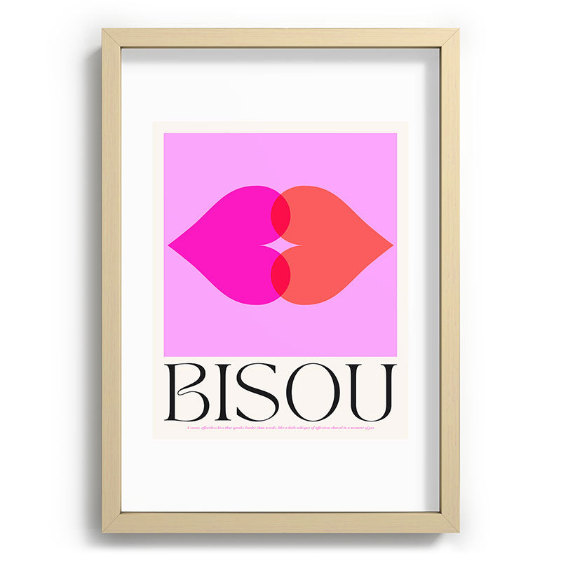 BISOU' Vibrant Minimal French Love kiss Art Framed Art Print