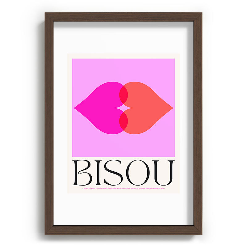 BISOU' Vibrant Minimal French Love kiss Art Framed Art Print