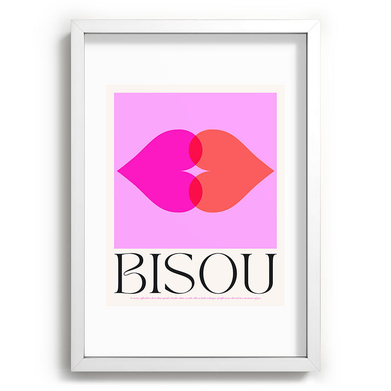 BISOU' Vibrant Minimal French Love kiss Art Framed Art Print