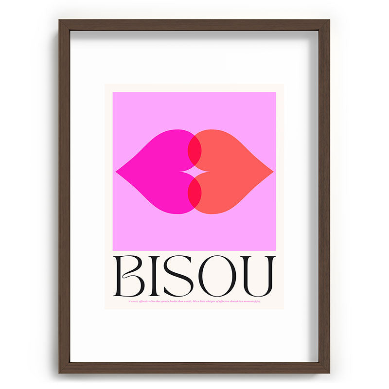 BISOU' Vibrant Minimal French Love kiss Art Framed Art Print