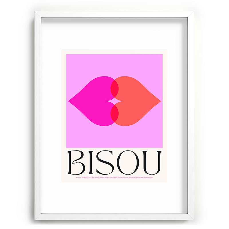 BISOU' Vibrant Minimal French Love kiss Art Framed Art Print