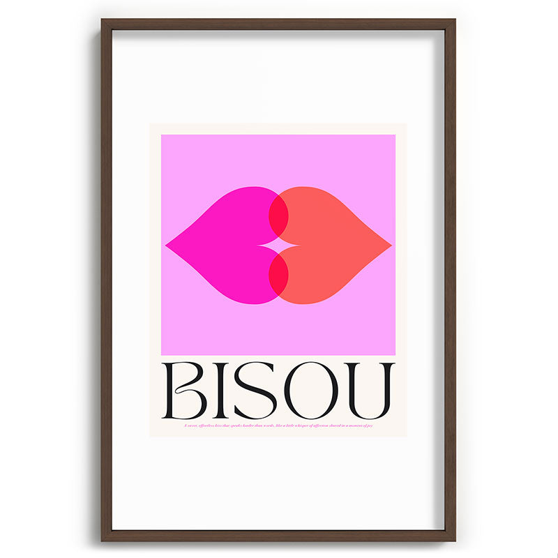 BISOU' Vibrant Minimal French Love kiss Art Framed Art Print