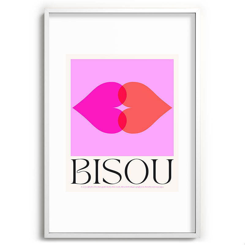 BISOU' Vibrant Minimal French Love kiss Art Framed Art Print