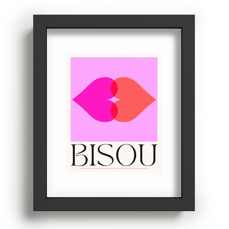 BISOU' Vibrant Minimal French Love kiss Art Framed Art Print