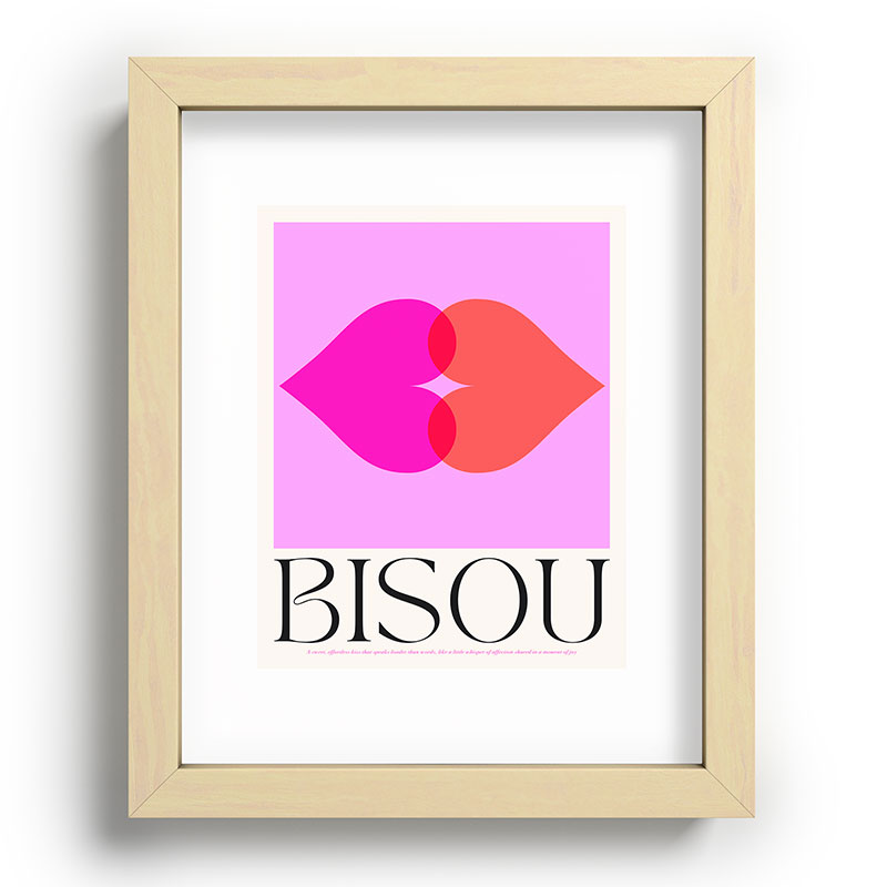 BISOU' Vibrant Minimal French Love kiss Art Framed Art Print