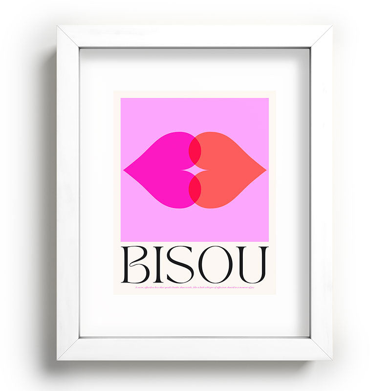 BISOU' Vibrant Minimal French Love kiss Art Framed Art Print