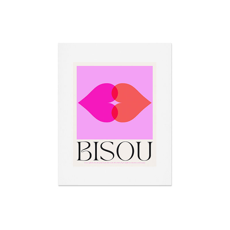 BISOU' Vibrant Minimal French Love kiss Art Art Print
