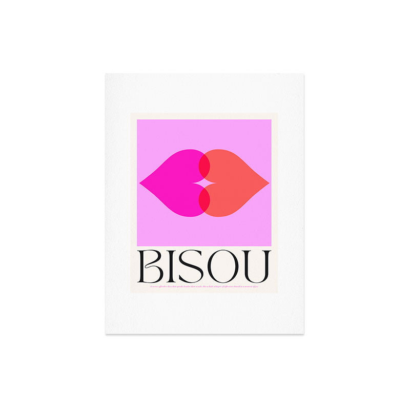 BISOU' Vibrant Minimal French Love kiss Art Art Print