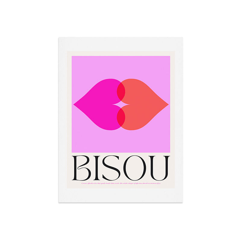 BISOU' Vibrant Minimal French Love kiss Art Art Print