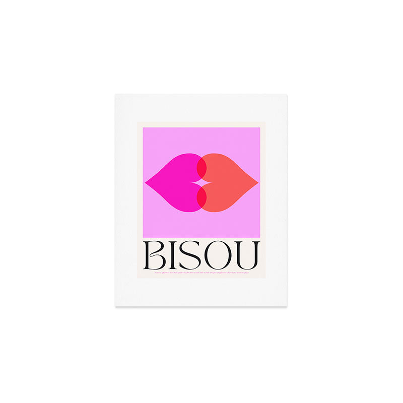 BISOU' Vibrant Minimal French Love kiss Art Art Print