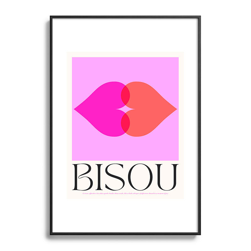 BISOU' Vibrant Minimal French Love kiss Art Framed Art Print