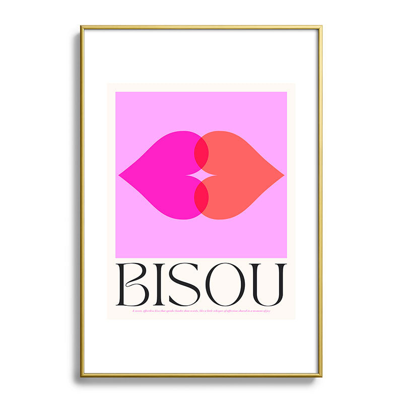 BISOU' Vibrant Minimal French Love kiss Art Framed Art Print