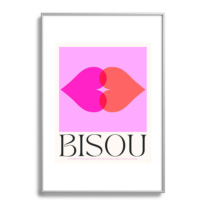 BISOU' Vibrant Minimal French Love kiss Art Framed Art Print