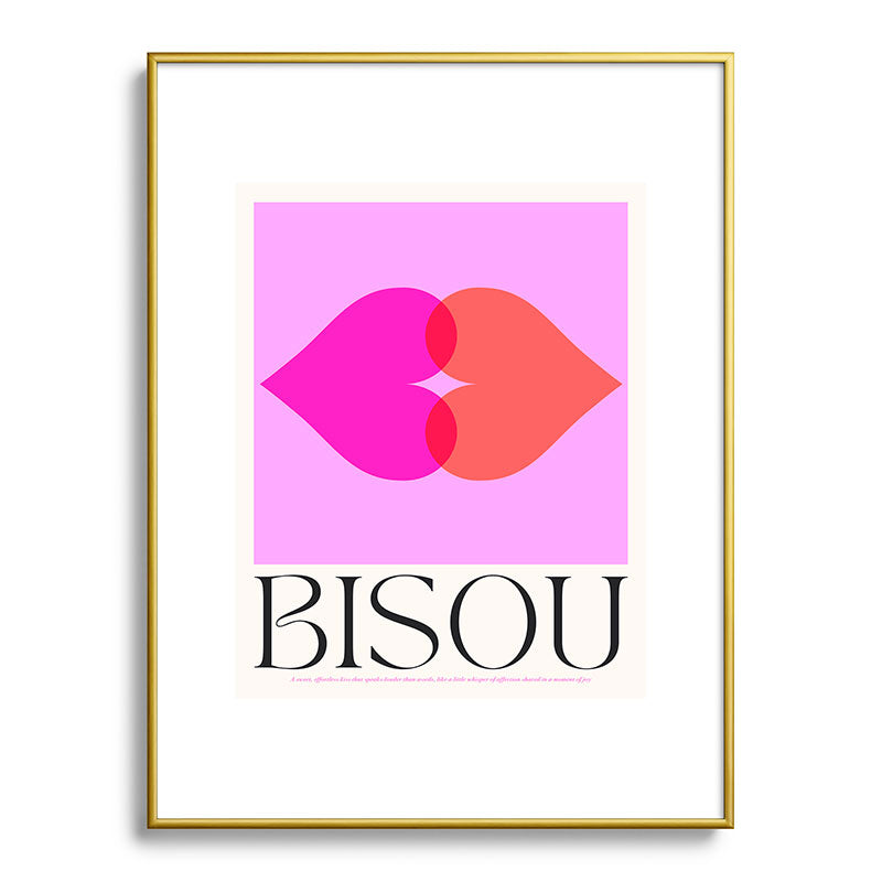 BISOU' Vibrant Minimal French Love kiss Art Framed Art Print