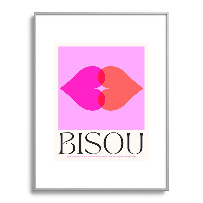 BISOU' Vibrant Minimal French Love kiss Art Framed Art Print