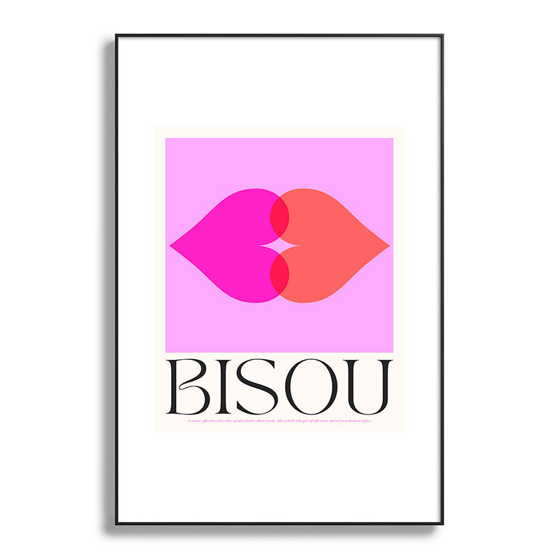 BISOU' Vibrant Minimal French Love kiss Art Framed Art Print