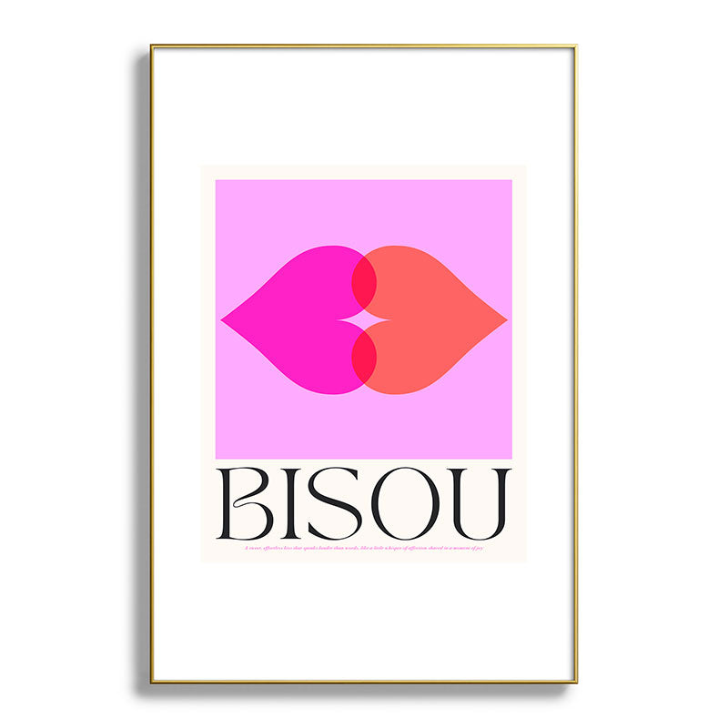 BISOU' Vibrant Minimal French Love kiss Art Framed Art Print