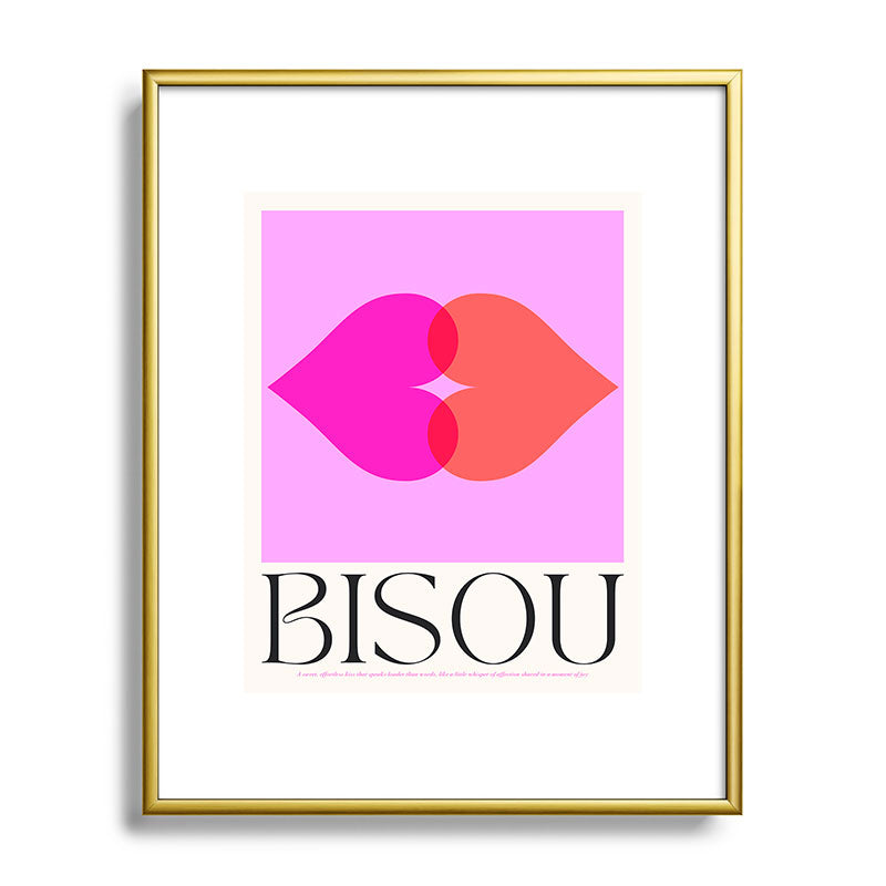 BISOU' Vibrant Minimal French Love kiss Art Framed Art Print