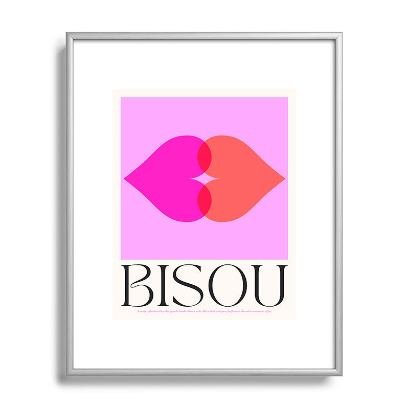 BISOU' Vibrant Minimal French Love kiss Art Framed Art Print