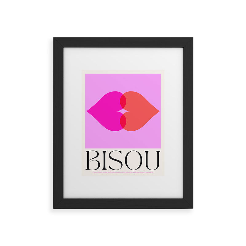 BISOU' Vibrant Minimal French Love kiss Art Framed Art Print