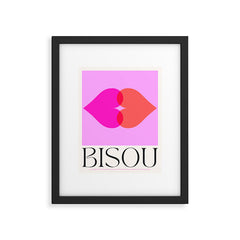 BISOU' Vibrant Minimal French Love kiss Art Framed Art Print