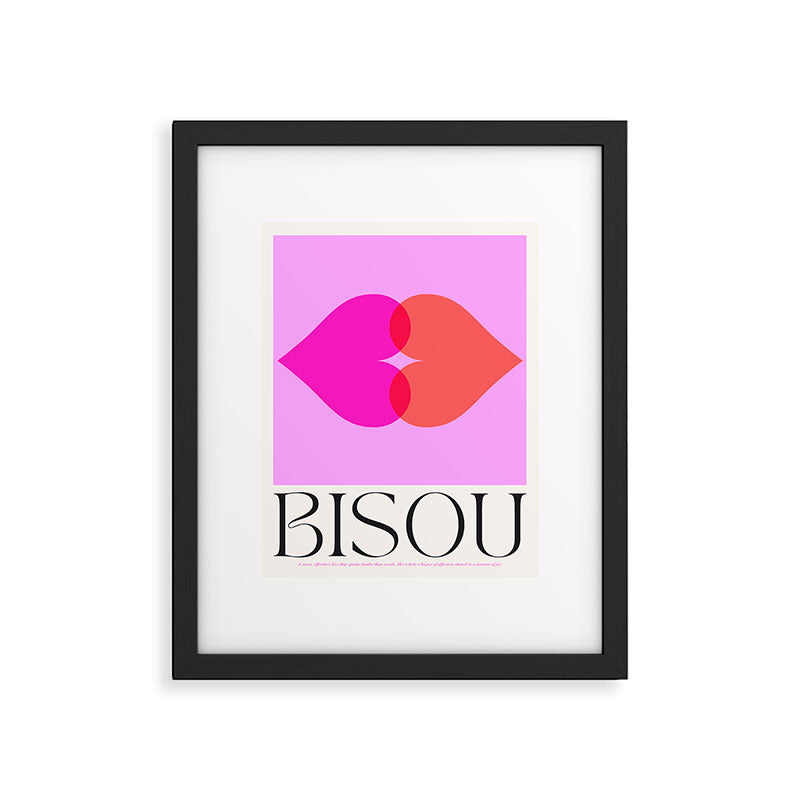 BISOU' Vibrant Minimal French Love kiss Art Framed Art Print