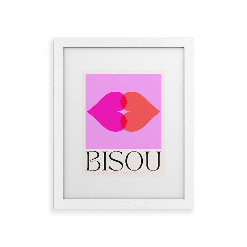 BISOU' Vibrant Minimal French Love kiss Art Framed Art Print
