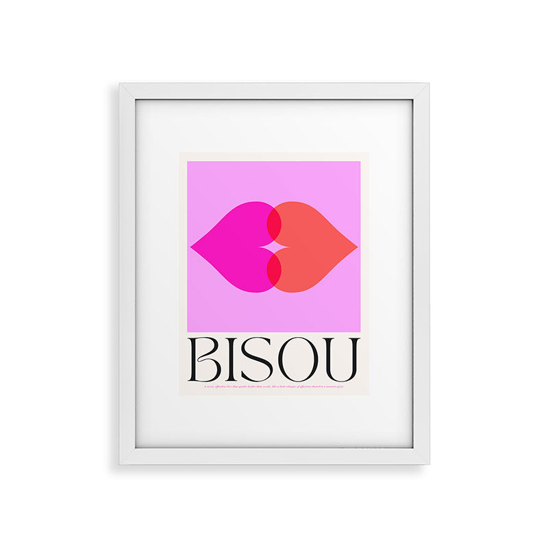 BISOU' Vibrant Minimal French Love kiss Art Framed Art Print