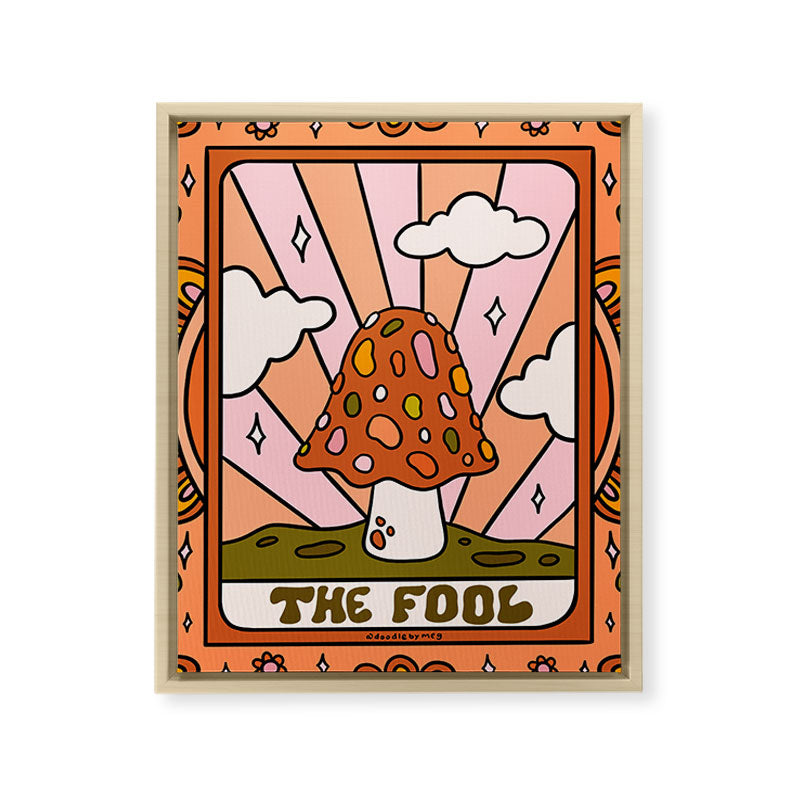 0. The Fool Mushroom Framed Canvas Print