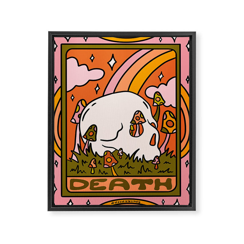 13. Death Tarot Mushroom Framed Canvas Print