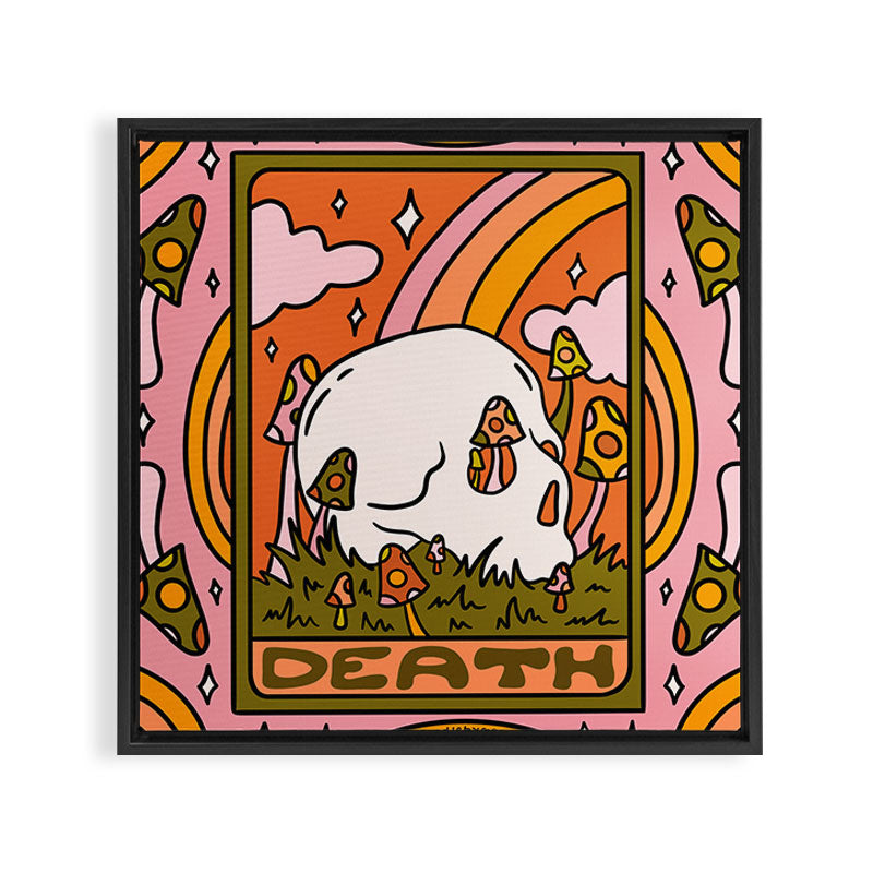 13. Death Tarot Mushroom Framed Canvas Print