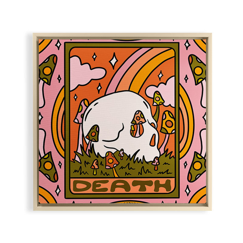 13. Death Tarot Mushroom Framed Canvas Print