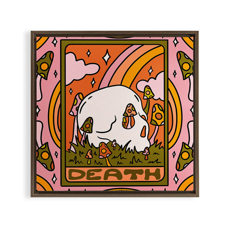 13. Death Tarot Mushroom Framed Canvas Print