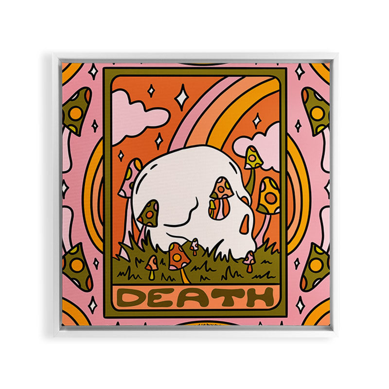 13. Death Tarot Mushroom Framed Canvas Print