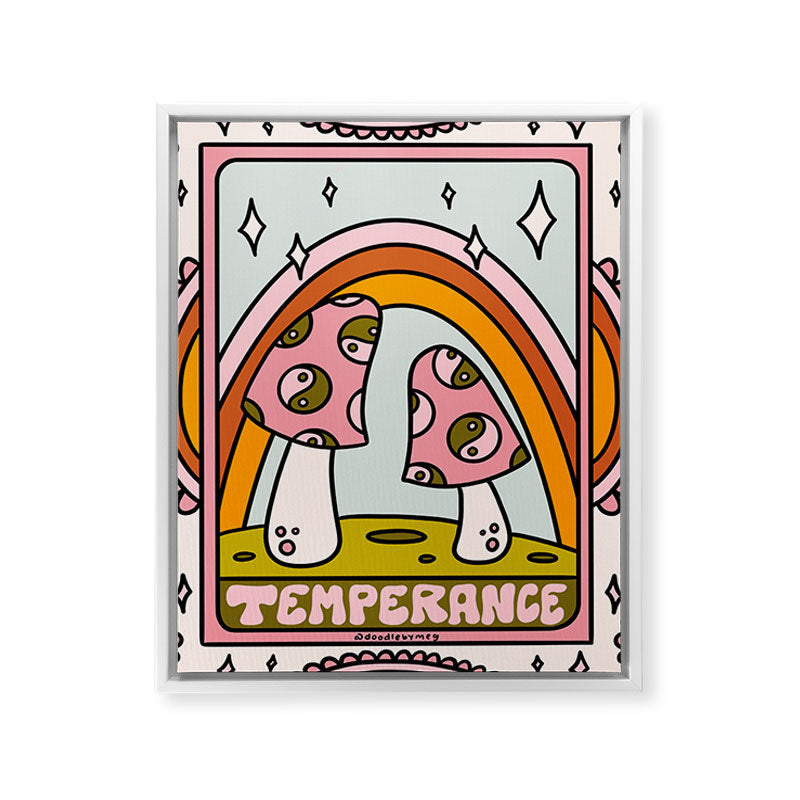 14. Temperance Tarot Mushroom Framed Canvas Print