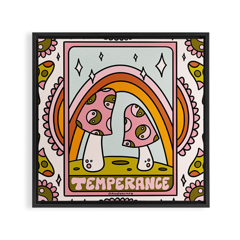 14. Temperance Tarot Mushroom Framed Canvas Print