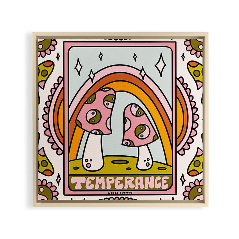 14. Temperance Tarot Mushroom Framed Canvas Print
