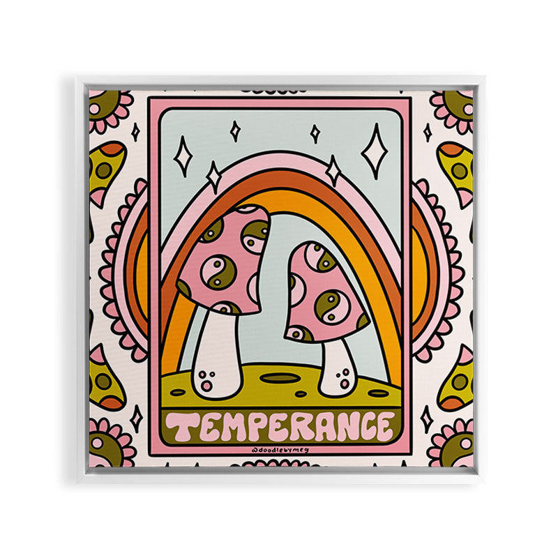 14. Temperance Tarot Mushroom Framed Canvas Print