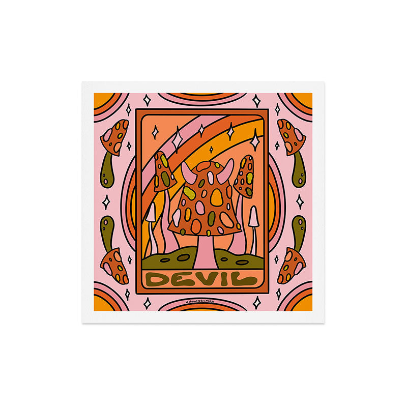 15. Devil Tarot Mushroom Art Print